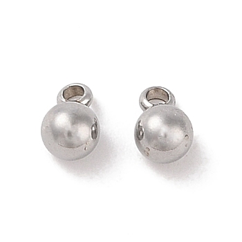 Non-Tarnish 304 Stainless Steel Charms, Round Charm, Stainless Steel Color, 6.5x4mm, Hole: 1.2mm