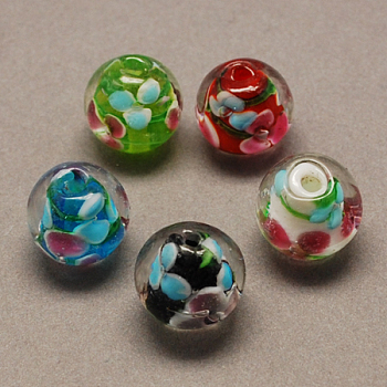 Handmade Lampwork Beads, Round, Mixed Color, 12mm, Hole: 2mm