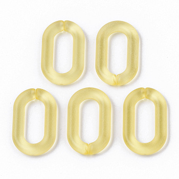 Transparent Acrylic Linking Rings, Quick Link Connectors, for Cable Chains Making, Oval, Frosted, Champagne Yellow, 27x16.5x4mm, Inner Diameter: 18x8mm