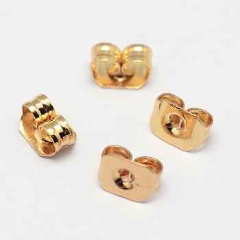 Grade AAA Brass Ear Nuts, Friction Earring Backs for Stud Earrings, Cadmium Free & Nickel Free & Lead Free, Golden, 5x3x3mm, Hole: 1mm