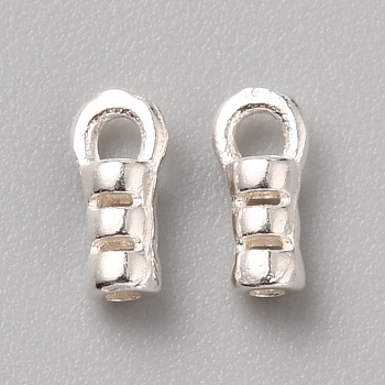 925 Sterling Silver Cord End, Silver, 6x3x2mm, Hole: 1.2mm, Inner Diameter: 1mm