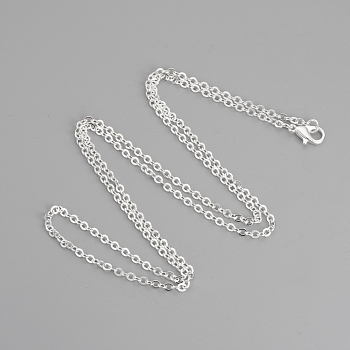 Brass Cable Chains Necklaces, Silver Color Plated, 23.6 inch(60cm)