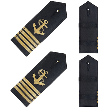 1 Pair Polyester Epaulettes, Rectangle, Black, 138x49x4mm