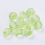 Transparent Acrylic Beads, Faceted, Round, Lawn Green, 10x9.5mm, Hole: 1.8mm, about 990pcs/500g(TACR-Q257-10mm-V32)