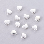 Alloy Beads, Cadmium Free & Nickel Free & Lead Free, Heart, Silver, 6x5x3mm, Hole: 1mm(PALLOY-6122-S-NR)