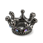 Zinc Alloy European Beads, with Rhinestone, Large Hole Beads, Crown, Gunmetal, 11.5~12x6mm, Hole: 5.5mm(PALLOY-K013-01B)