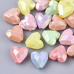 Opaque Acrylic Beads, AB Color Plated, Faceted, Heart, Mixed Color, 13x13x7.5mm, Hole: 2.5mm, about 845pcs/500g(MACR-S299-005)