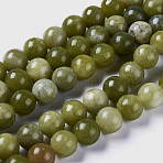 Natural Chinese Jade/Southern Jade Beads Strands, Round, 8mm, Hole: 1.1mm, about 45~47pcs/strand, 15 inch(G-G735-38-8mm)