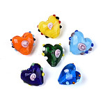Handmade Lampwork Beads Strands, Bumpy Heart, Mixed Color, 12.5~14x14~16x9.5~11.5mm, Hole: 1~1.5mm, about 24pcs/strand, 11.81 inch(30~30.5cm)(LAMP-N036-20)