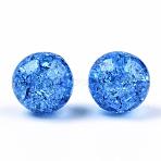 Transparent Crackle Acrylic Round Beads Strands, No Hole, Dark Blue, 12mm about 4400pcs/5000g(CCG-R002-12mm-03)