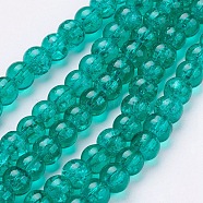 Spray Painted Crackle Glass Beads Strands, Round, Medium Sea Green, 6mm, Hole: 1.3~1.6mm, 31.4 inch(CCG-Q001-6mm-15)