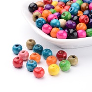 Lead Free Natural Wood Beads, Dyed, Barrel, 8mm, hole: about 2mm(X-YTB022)