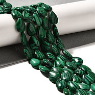 Synthetic Malachite Beads Strands, Teardrop, 13.5~14x10~10.5x5mm, Hole: 1mm, about 27~28pcs/strand, 37.3~38.3cm(G-I377-A05)