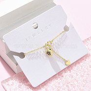 Brass Micro Pave Cubic Zirconia Charm Bracelets for Women, Strawberry, Real 18K Gold Plated, 6-7/8 inch(17.5cm)(BJEW-C083-11G)