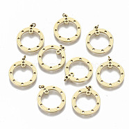 304 Stainless Steel Chandelier Component Links, with Jump Rings, Laser Cut, Round Ring, Real 14K Gold Plated, 16.5x15x1.3mm, Jump Ring: 3x0.4mm, 2.2mm inner diameter(STAS-S116-116B-G)