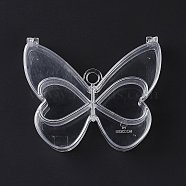 6 Grids Transparent Plastic Box, Butterfly Shaped Bead Containers for Small Jewelry and Beads, Clear, 10.95x9.25x2.9cm, Hole: 9mm, Inner Diameter: 39~49x33~52x25mm(CON-B009-01)