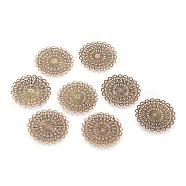 Iron Links, Etched Metal Embellishments, Flat Round, Antique Bronze, 42.5x0.5mm, Hole: 2mm(IFIN-T002-06AB)