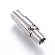 304 Stainless Steel Locking Tube Magnetic Clasps, Column, Stainless Steel Color, 16x5mm, Hole: 3mm(STAS-D159-33)