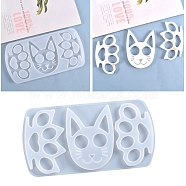 Cat & Paw Shape Self Defense Keychain Silicone Molds,  Resin Casting Molds, For UV Resin, Epoxy Resin Jewelry Making, White, 226x117x9mm(DIY-P006-30)