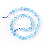 Synthetic Moonstone Beads Strands, Holographic Beads, Dyed, Round, Light Sky Blue, 6mm, Hole: 0.5mm, 65pcs/strand, 15.7 inch(G-S283-6mm-16A)