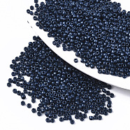 Baking Paint Glass Seed Beads, Fit for Machine Eembroidery, Round, Marine Blue, 2.5x1.5mm, Hole: 1mm, about 2222pcs/50g(X-SEED-S042-05A-02)