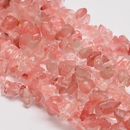 Cherry Quartz Glass Chip Beads Strands, 3~8x3~8mm, Hole: 1mm, about 34 inch(G-L269-41)