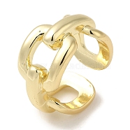 Brass Open Cuff Rings, Chain Style Ring for Women, Real 18K Gold Plated, US Size 6 1/4(16.7mm), 12mm(RJEW-Q778-32G)