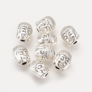 Tibetan Style Alloy Beads, Buddha, Cadmium Free & Lead Free, Antique Silver, 9x7x7mm, Hole: 2mm, about 720pcs/1000g(TIBE-Q075-53AS-LF)