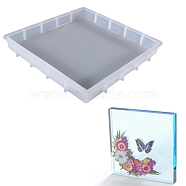 DIY Decoration Silicone Molds, for Dried Flower Specimen Making, Resin Casting Molds, For UV Resin, Epoxy Resin Jewelry Making, Square, White, 215x215x23mm, Inner Diameter: 198x198mm(DIY-B038-02B)