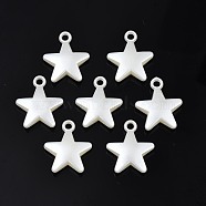 ABS Plastic Imitation Pearl Pendants, Star, Creamy White, 22x19x5.5mm, Hole: 2.5mm, about 560pcs/500g(KY-T023-009)