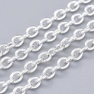 Iron Cable Chains, Unwelded, Oval, Lead Free, Silver Color Plated, 3x2x0.5mm(X-CH-S079-S-LF)