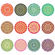 Paper Self Adhesive Gold Foil Embossed Stickers, Colorful Round Dot Decals for Seal Decoration, DIY ScrapbookScrapbook, Flower Pattern, 50x50mm, 12pcs/sheet, 10 sheets/set(DIY-WH0434-002)