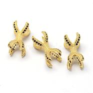 Rack Plating Brass Cubic Zirconia Beads, Long-Lasting Plated, Claw, Golden, 22x13x7.5mm, Hole: 2mm(ZIRC-S047-01G)