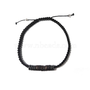 Coconut & Non-magnetic Synthetic Hematite Braided Bead Bracelet, Stone Bracelet for Men Women, Black, Inner Diameter: 2-1/8 inch(5.5cm)(BJEW-PH01415-09)