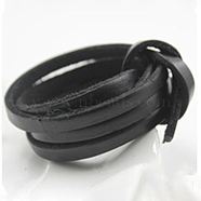 Flat Leather Jewelry Cord, Jewelry DIY Making Material, Black, 8x2mm(WL-WH0008-01C-04)