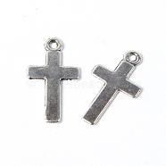 Tibetan Style Alloy Pendants, Cross, Lead Free and Cadmium Free, Antique Silver, 25x13x1.5mm, Hole: 2mm(LF1553Y)