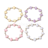 4Pcs 4 Colors Shell Shape Plastic Stretch Bracelets, Summer Beach Stackable Bracelets for Women, Mixed Color, Inner Diameter: 2-1/8 inch(5.3cm), 1pc/color(BJEW-JB10342)