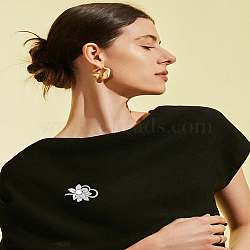 1Pc Zinc Alloy Rhinestone Brooches, with Plastic Imitation Pearl, Flower, Platinum, 54x39mm(JEWB-LP0006-05P)