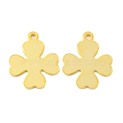 925 Sterling Silver Clover Charms, with 925 Stamp, Real 18K Gold Plated, 12x10x0.5mm, Hole: 1mm(STER-B005-33G)