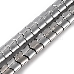 Electroplated Synthetic Non-magnetic Hematite Beads Strands, Flag Shape, Silver Plated, 4.5x6x3.5mm, Hole: 1mm, about 105pcs/strand, 16.34''(41.5cm)(G-Q174-01A)