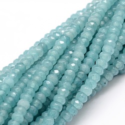 Dyed Natural Malaysia Jade Rondelle Beads Strands, Faceted, Light Blue, 4x2~3mm, Hole: 1mm, about 115pcs/strand, 14 inch(X-G-E316-2x4mm-26)