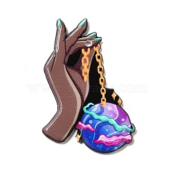 Acrylic Pendants, Ice Cream with Hand Charms, Camel, 46.5x29x2.5mm, Hole: 2mm(SACR-B004-03A-02)