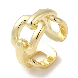 Brass Open Cuff Rings, Chain Style Ring for Women, Real 18K Gold Plated, US Size 6 1/4(16.7mm), 12mm(RJEW-Q778-32G)