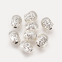 Tibetan Style Alloy Beads, Buddha, Cadmium Free & Lead Free, Antique Silver, 9x7x7mm, Hole: 2mm, about 720pcs/1000g(TIBE-Q075-53AS-LF)