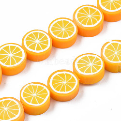 Handmade Polymer Clay Bead Strands, Lemon Slice, Orange, 8~10x3.5~4.5mm, Hole: 1.6mm, about 38~40pcs/strand, 13.98 inch~15.55 inch(35.5~38cm)(CLAY-R069-01L-A04)