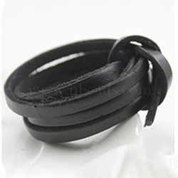 Flat Leather Jewelry Cord, Jewelry DIY Making Material, Black, 8x2mm(WL-WH0008-01C-04)