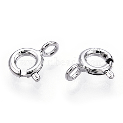 Rhodium Plated 925 Sterling Silver Spring Ring Clasps, with 925 Stamp, Real Platinum Plated, 9x5.5x1mm, Hole: 1.6mm(STER-T004-81A-P)