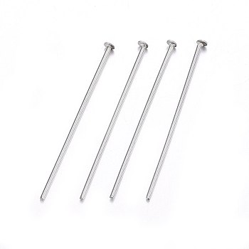 304 Stainless Steel Flat Head Pins, Stainless Steel Color, 25.5x0.6mm, Head: 1.5mm