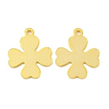 925 Sterling Silver Clover Charms, with 925 Stamp, Real 18K Gold Plated, 12x10x0.5mm, Hole: 1mm