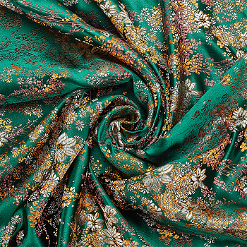 Flower Pattern Polyster Fabrics, Clothing Accesories, Dark Green, 745mm, 1m/pc